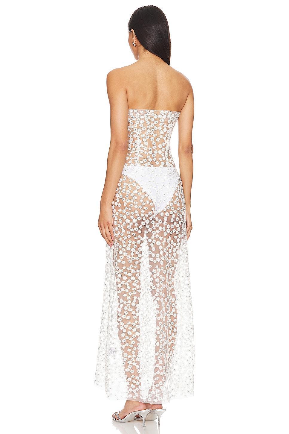 Sheer Floral Embroidered Strapless Dress Sid Neigum Product Image