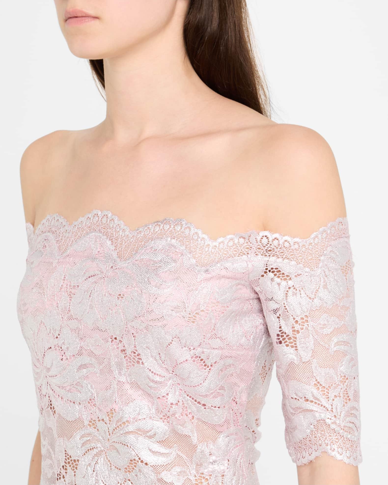 Off-The-Shoulder Metallic Lace Top Product Image