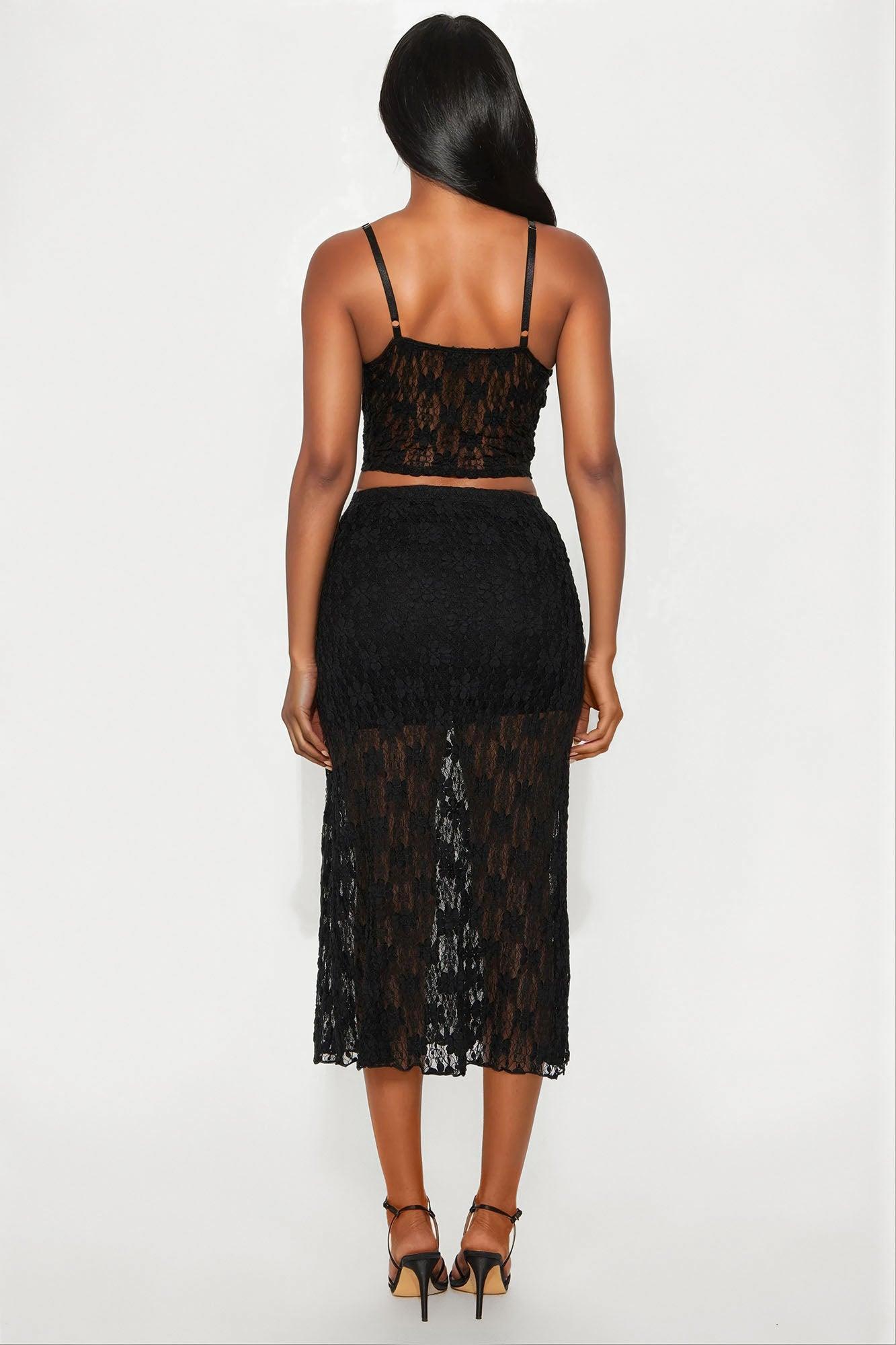 Anaisha Lace Maxi Skirt Set - Black Product Image
