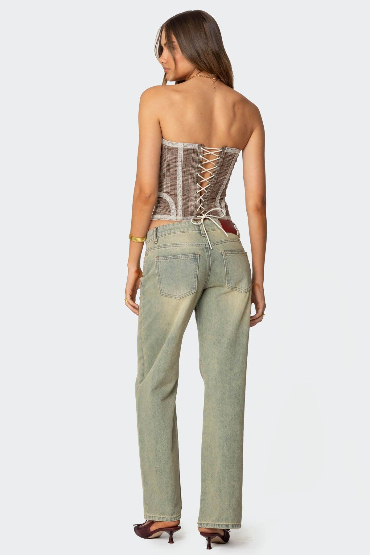 Jaiden Houndstooth Plaid Corset Product Image