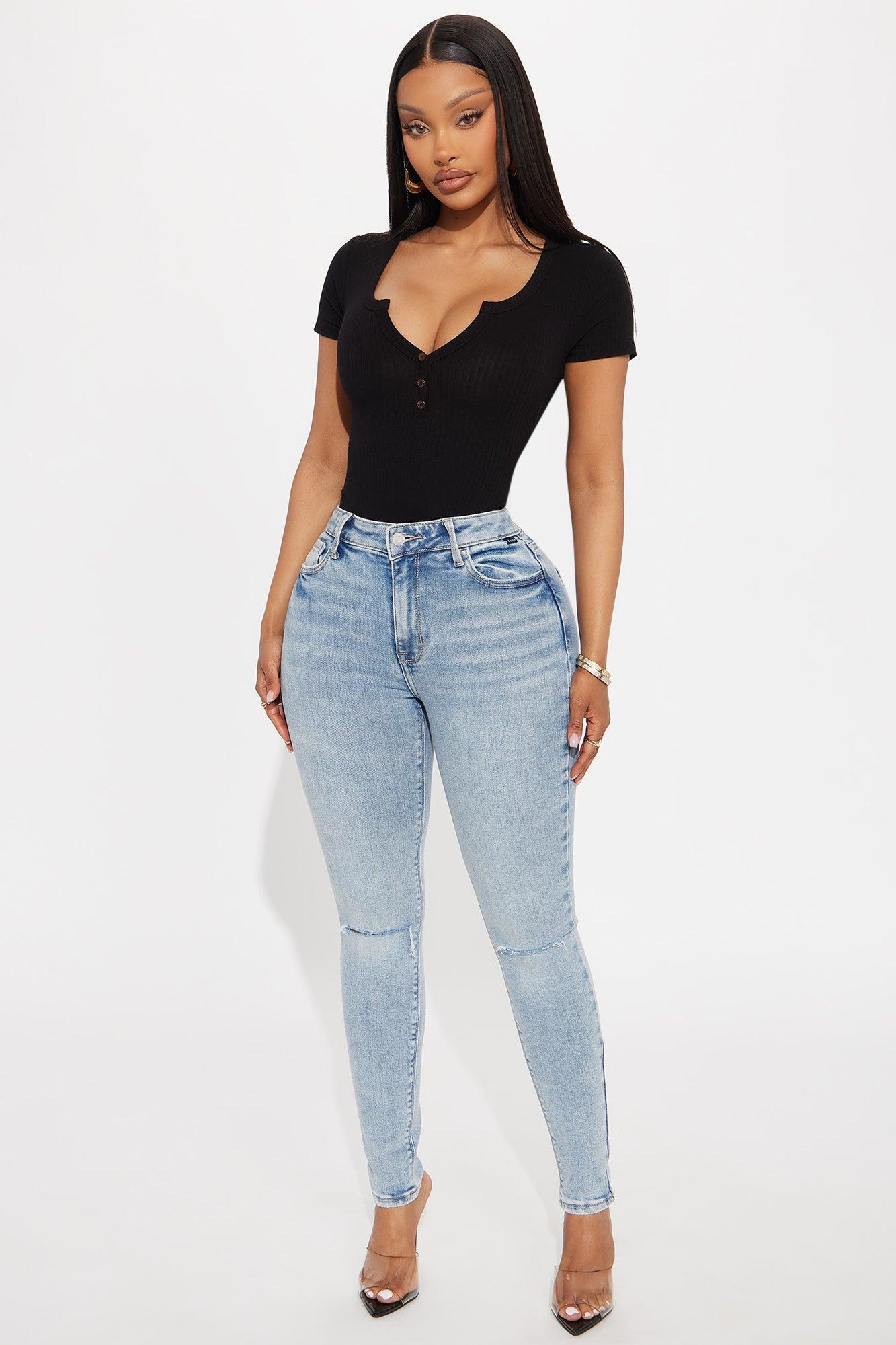 Mariza Slit Knee Ankle Skinny Jeans - Light Wash Product Image