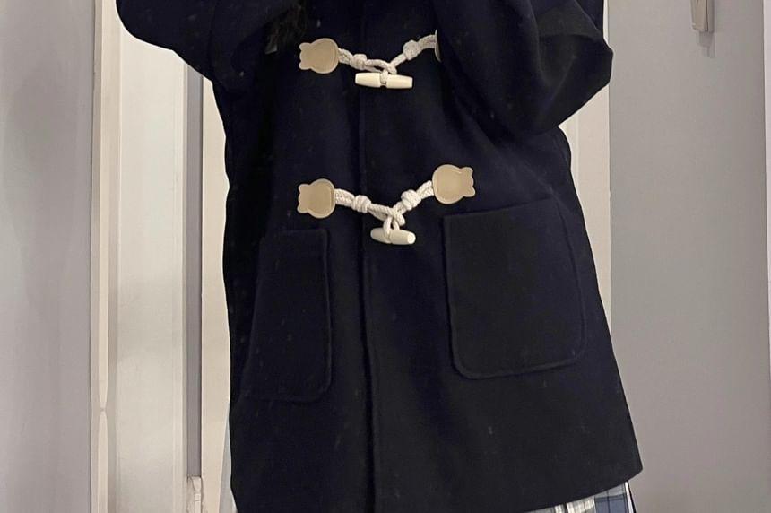Plain Hooded Duffle Jacket Product Image