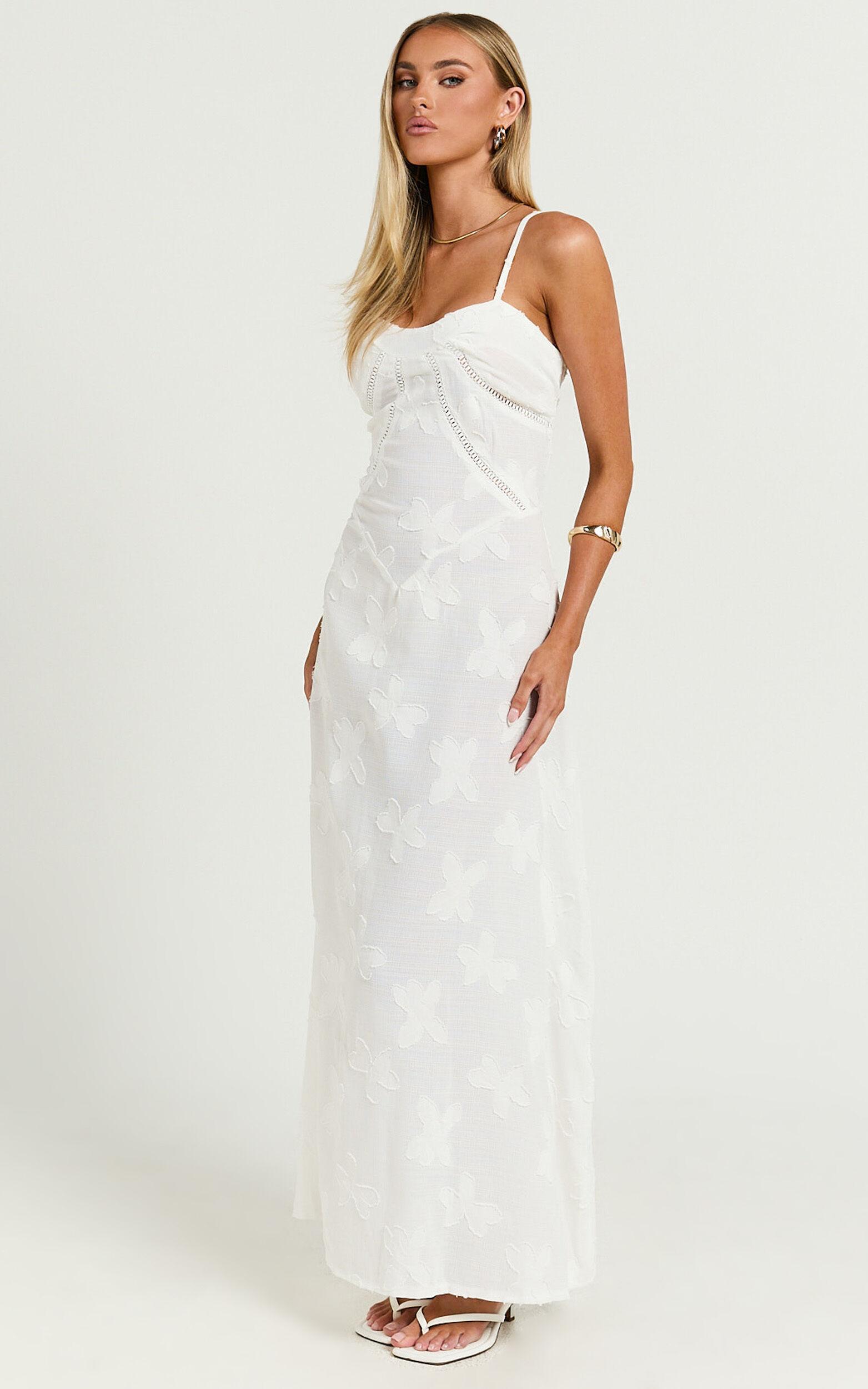 Lily Maxi Dress - Sheer Jacquard Maxi Dress in Cream Product Image