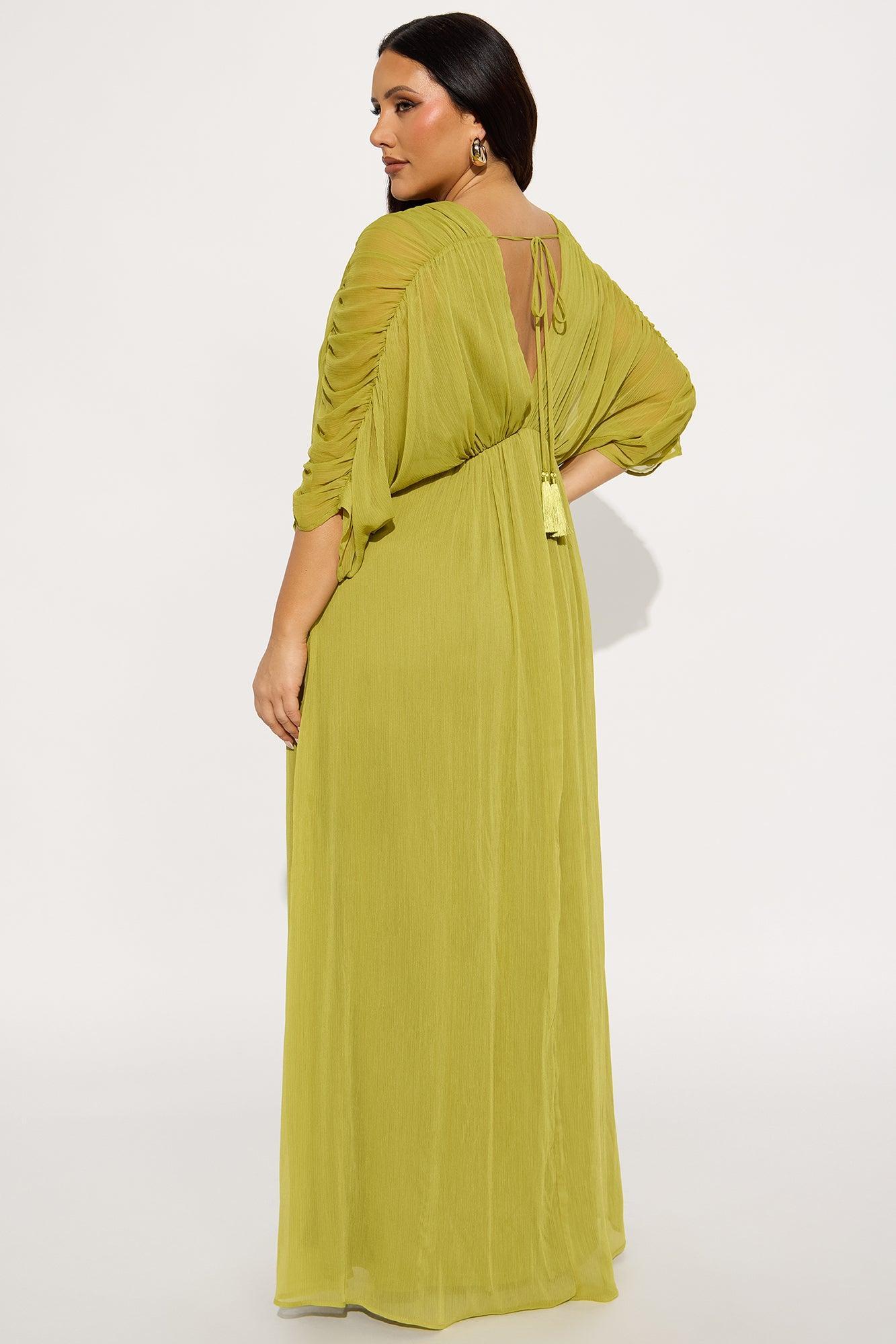 Amaya Chiffon Maxi Dress - Chartreuse Product Image