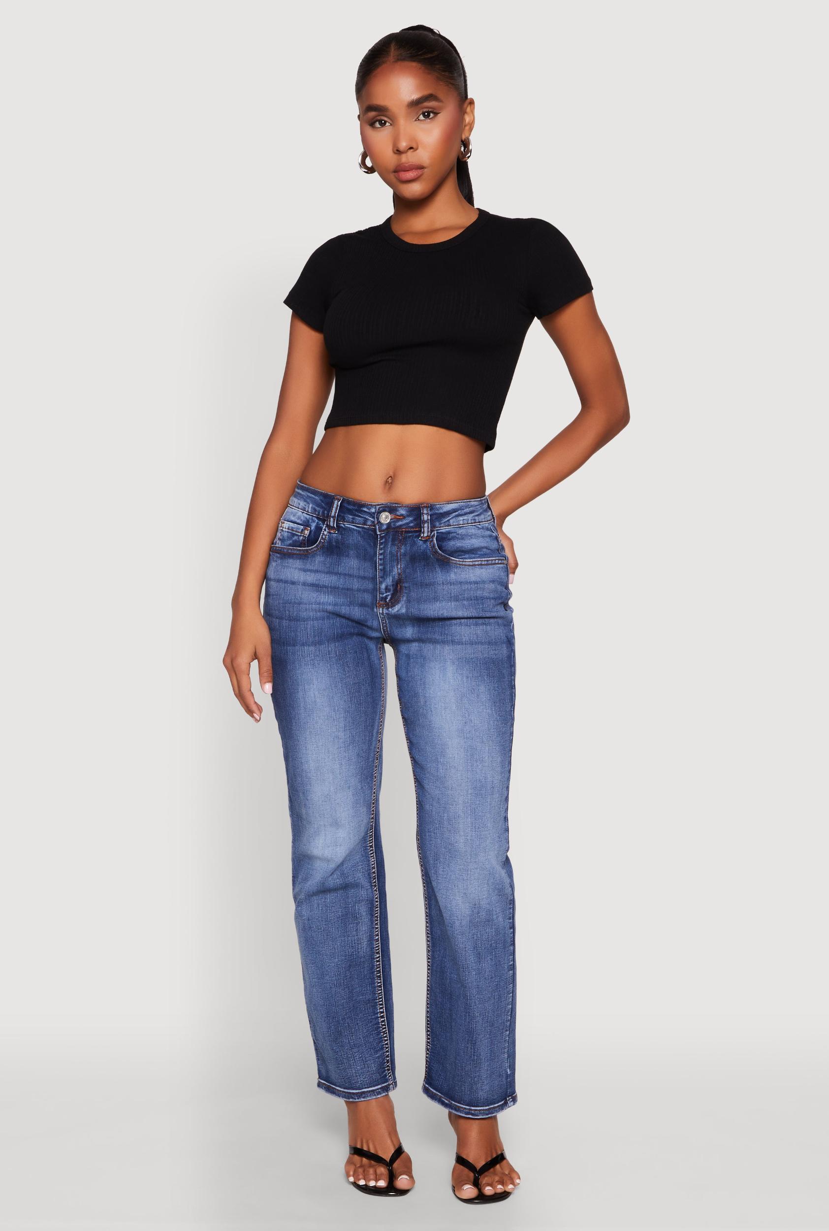 Womens Basic Ribbed Knit Cropped Tee Product Image