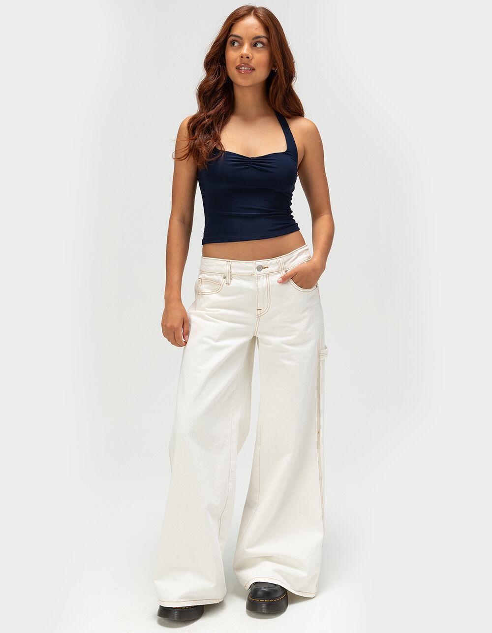 RSQ Womens Low Rise Extreme Baggy Carpenter Jeans - ECRU Product Image