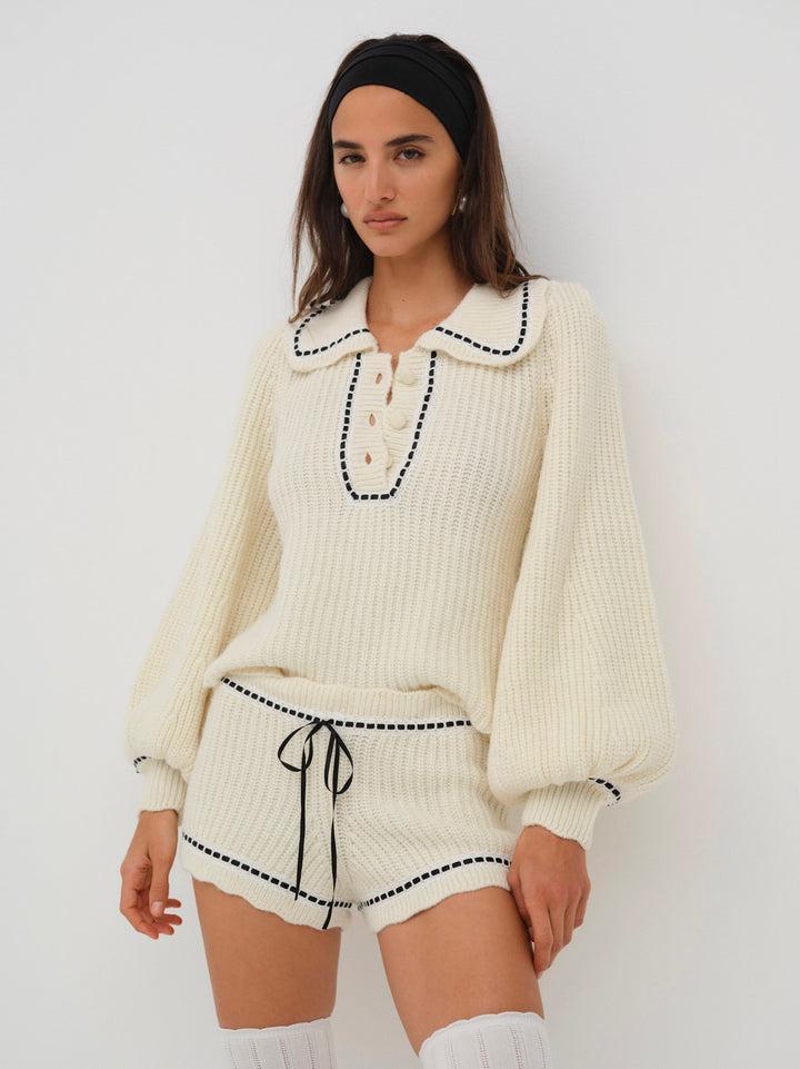 Jeannette Sleep Short — Ivory Product Image