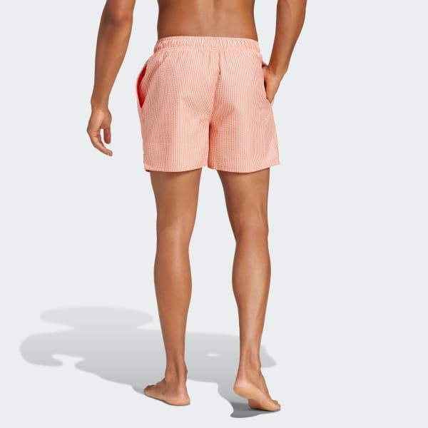 adidas Stripey Classics Swim Shorts Short Length Semi Lucid Red S Mens Product Image