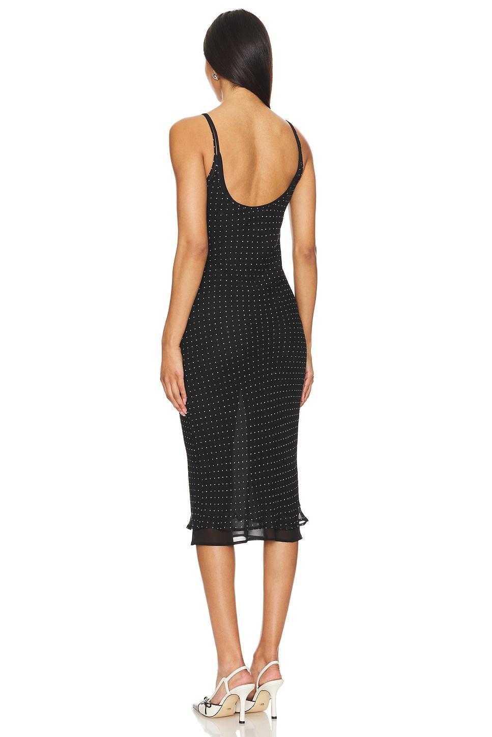 Lovers and Friends Stella Midi Dress in Black Polka Dot Product Image