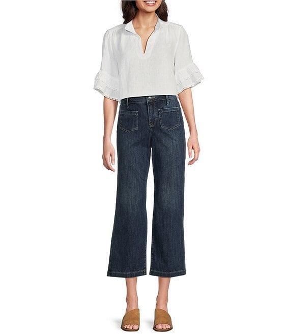 NYDJ Coco Stretch Denim High Rise Wide Leg Cropped Jeans Product Image