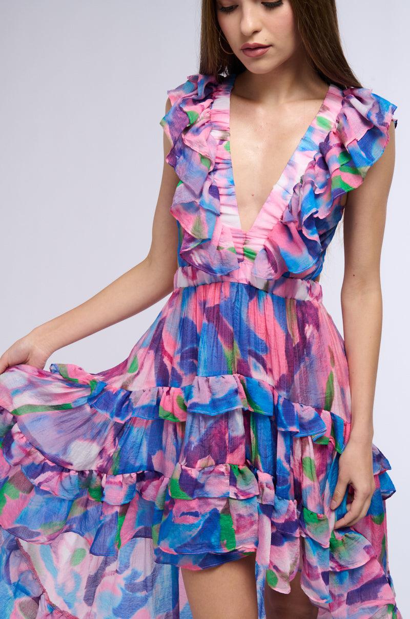 BAHAMA MAMA PRINTED HIGH LOW MINI DRESS Product Image