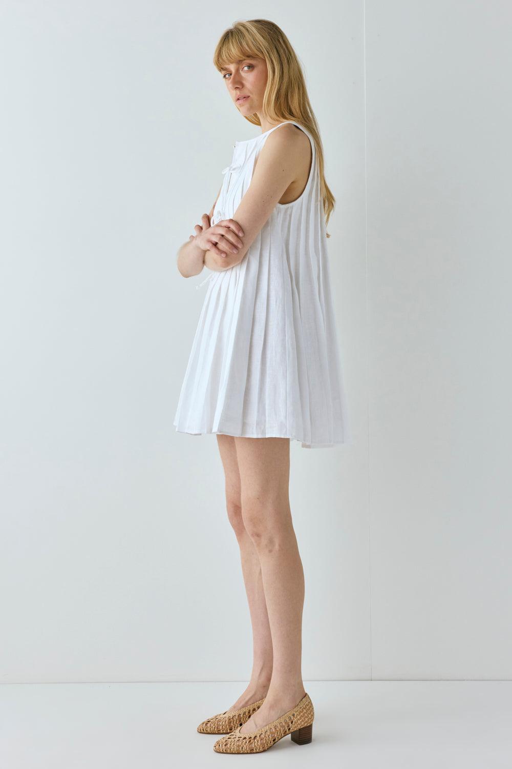 Valeria Linen Mini Dress White Product Image