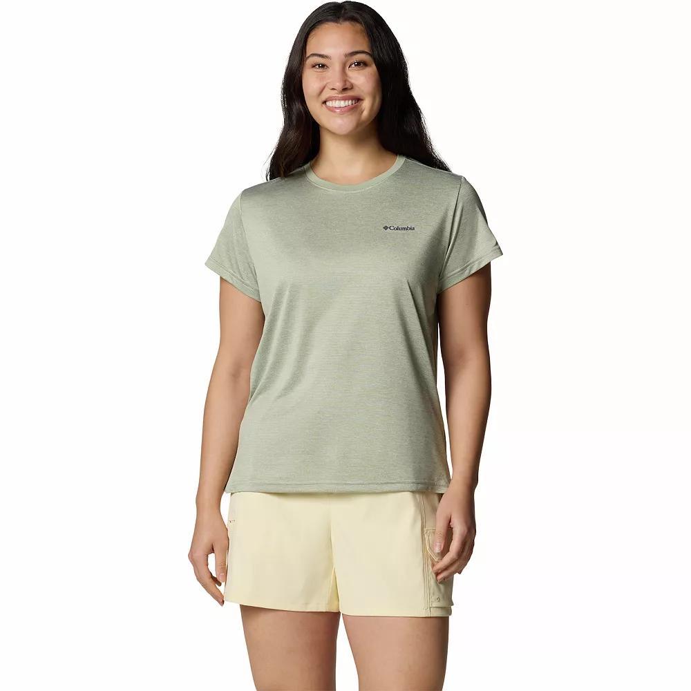 Women's Columbia Bluevista Hill Short Sleeve Crewneck T-Shirt, Size: XL, Safari Grey Product Image