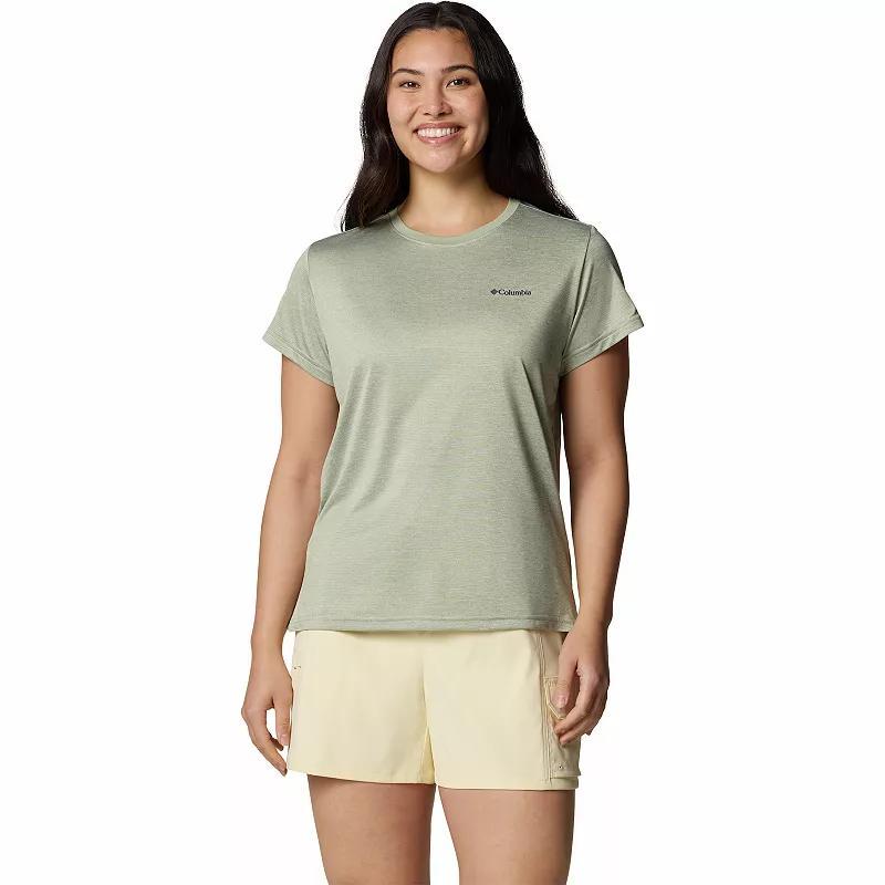 Women's Columbia Bluevista Hill Short Sleeve Crewneck T-Shirt, Size: XL, Safari Grey Product Image