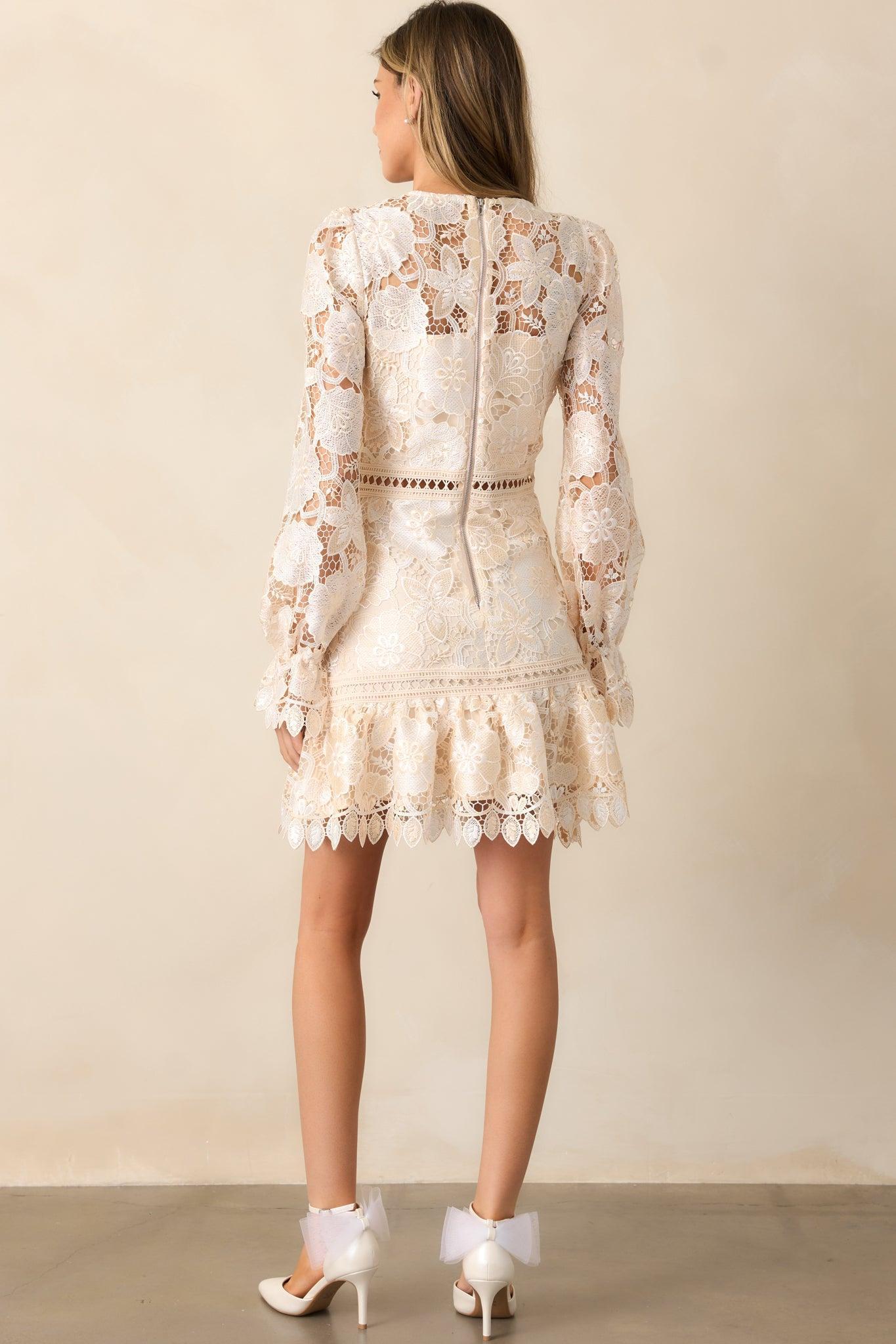 Keep It Authentic Ivory Floral Embroidered Mini Dress Product Image