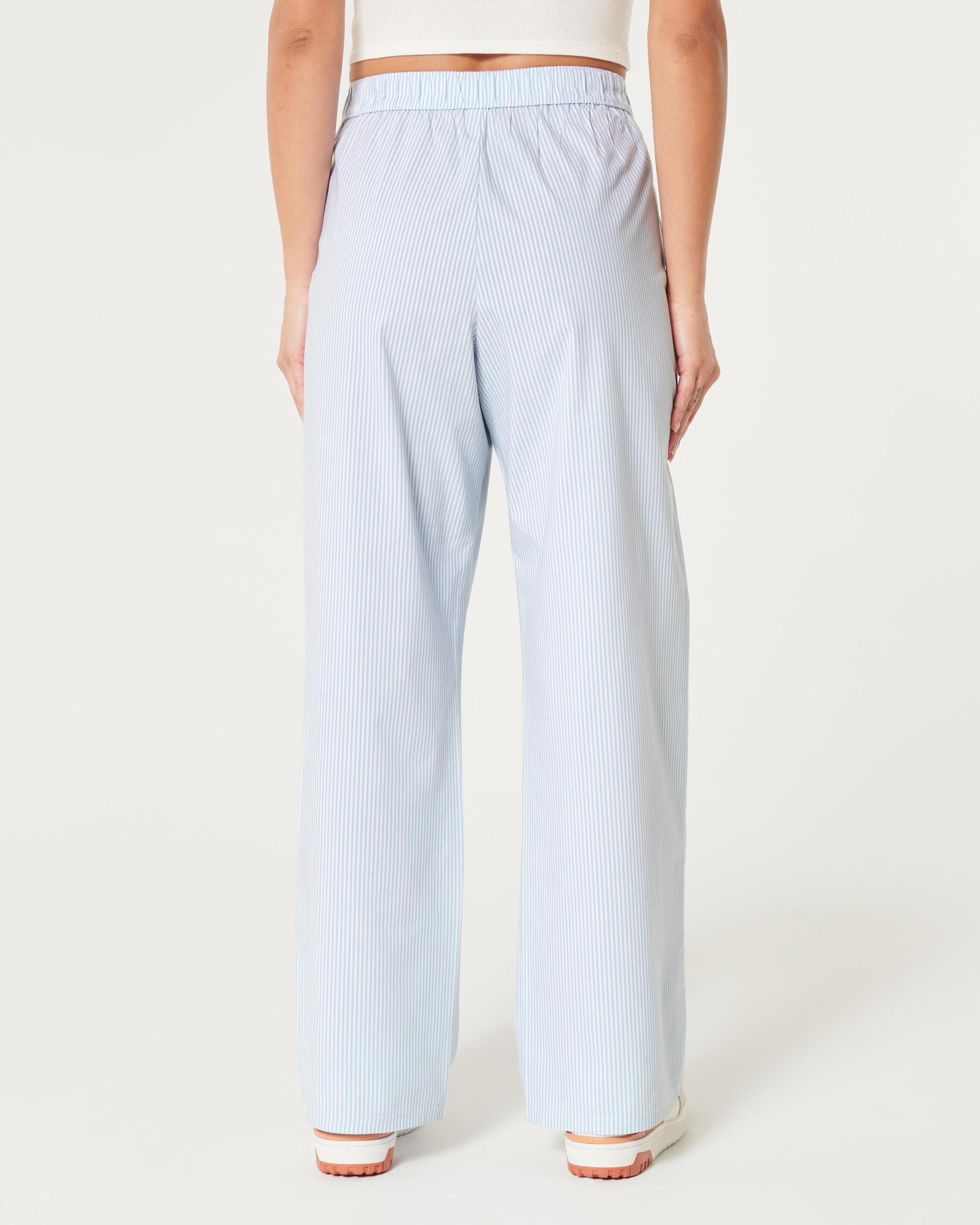 Poplin Wide-Leg Sleep Pants Product Image