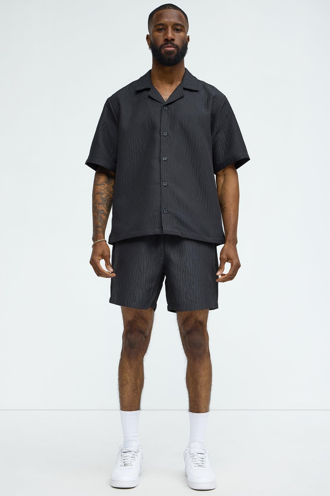 Tonal Tracks Jacquard Shorts - Black Product Image