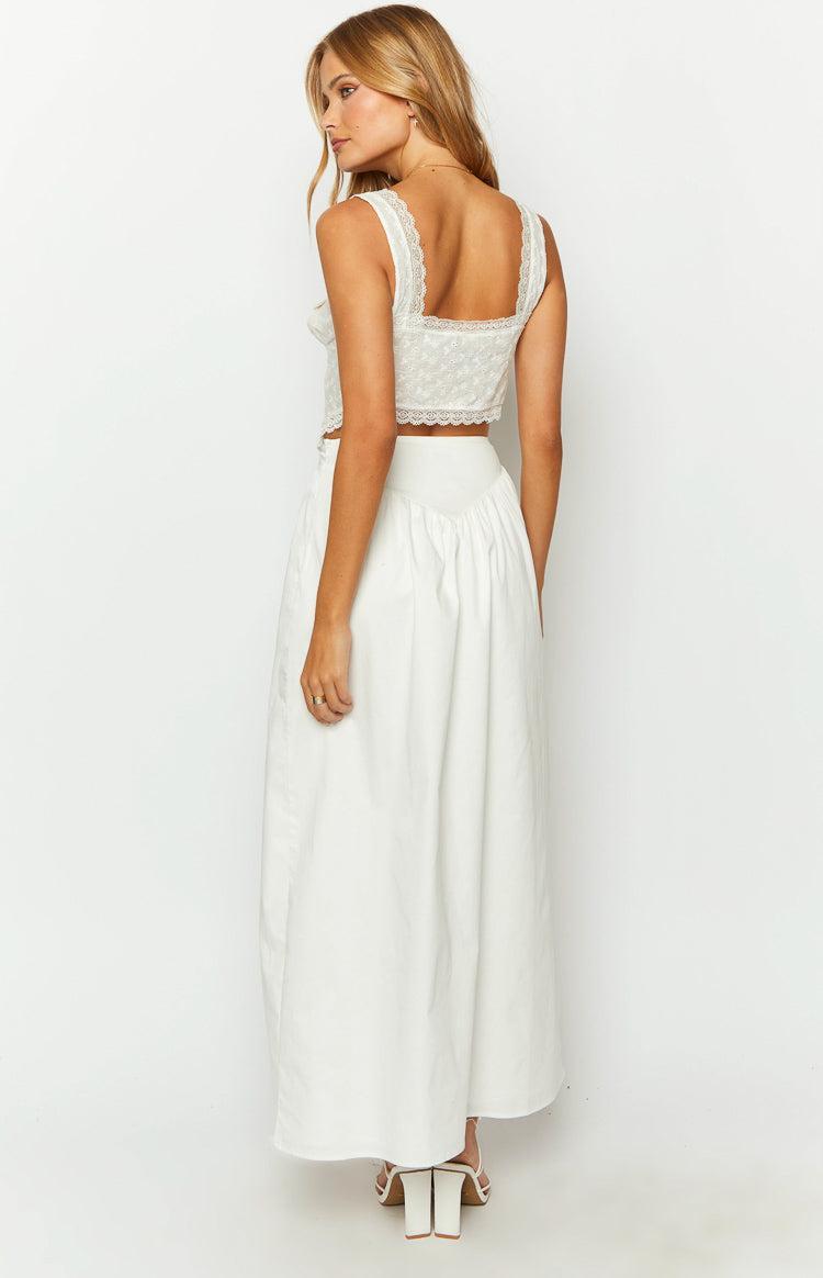 Sweetheart Swirl White Midi Skirt Product Image