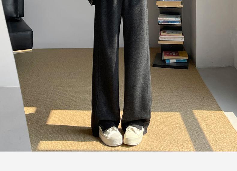 Mid Waist Plain Wide Leg Pants Product Image