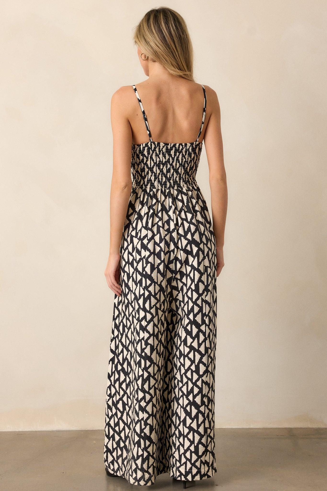 Gallery Stroll Black Geometric Print Jumpsuit Product Image