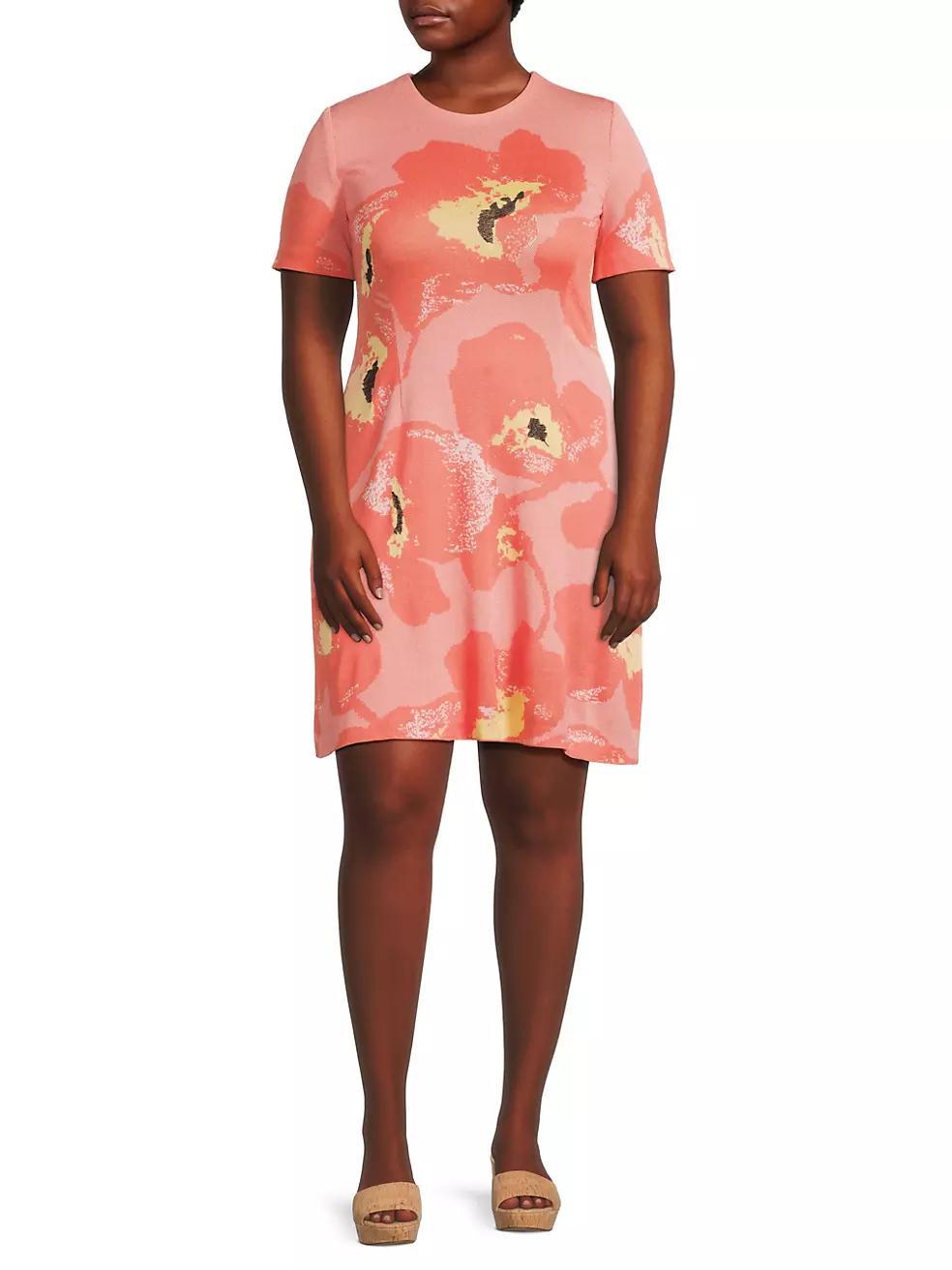 Jacquard Short-Sleeve Minidress Product Image
