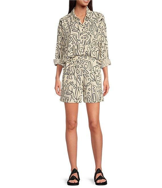 Every Abstract Print Linen Blend High Rise Pull On Coordinating Shorts Product Image