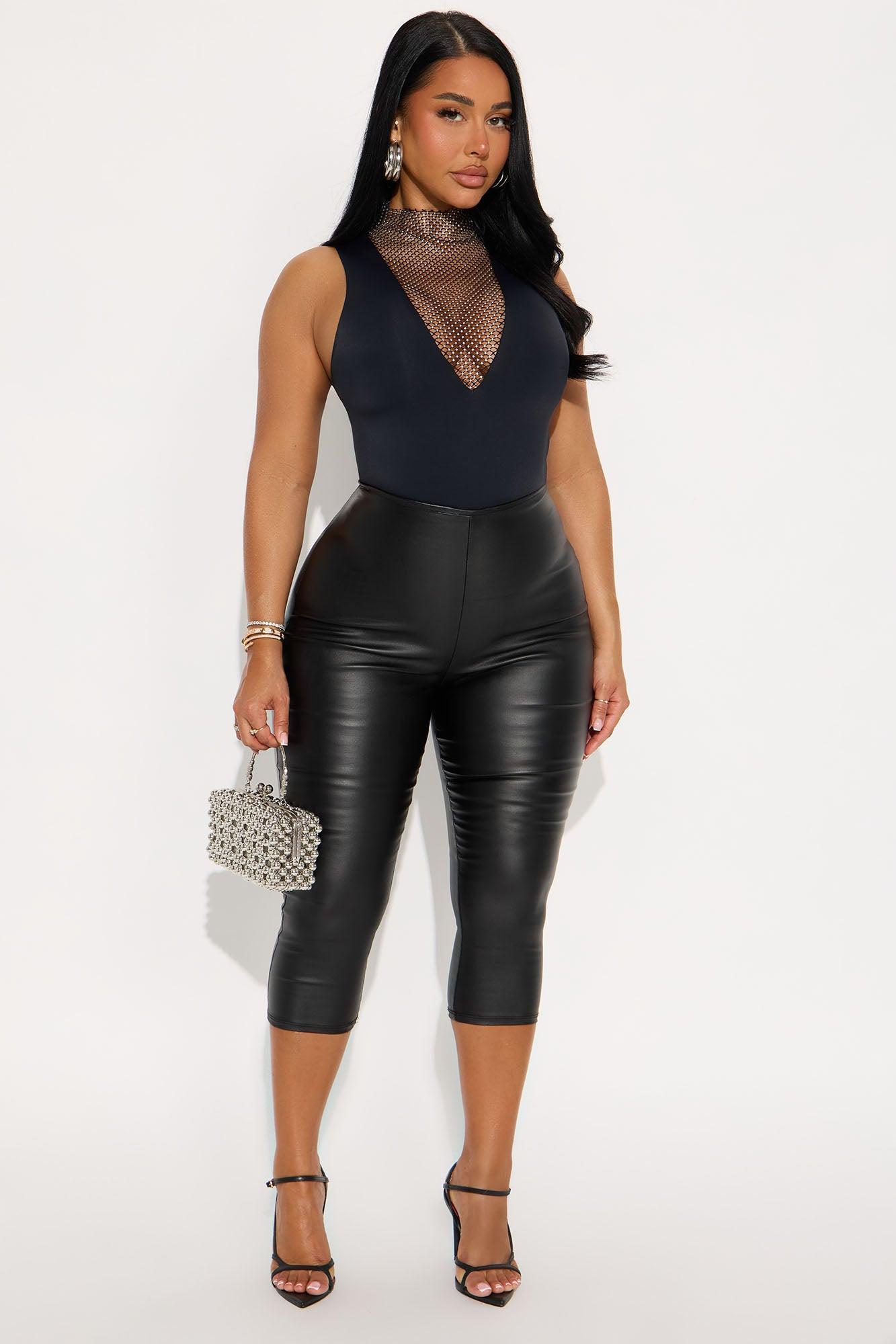 Cataleya Mesh Rhinestone Bodysuit - Black Product Image