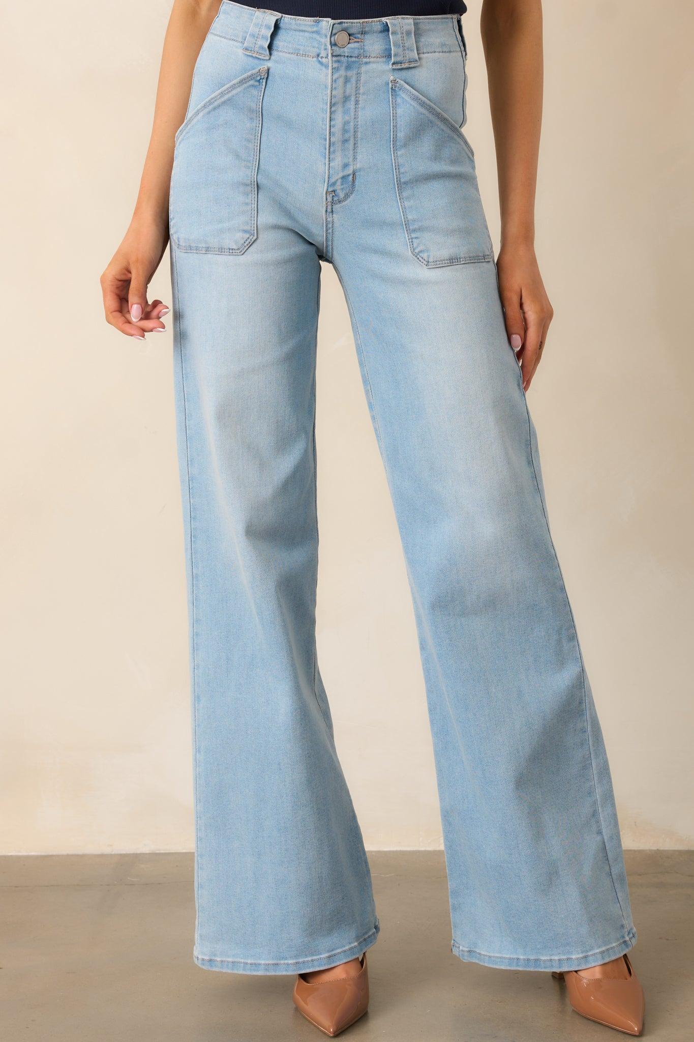 Hazy Days Light Wash Wide Leg Jeans Product Image