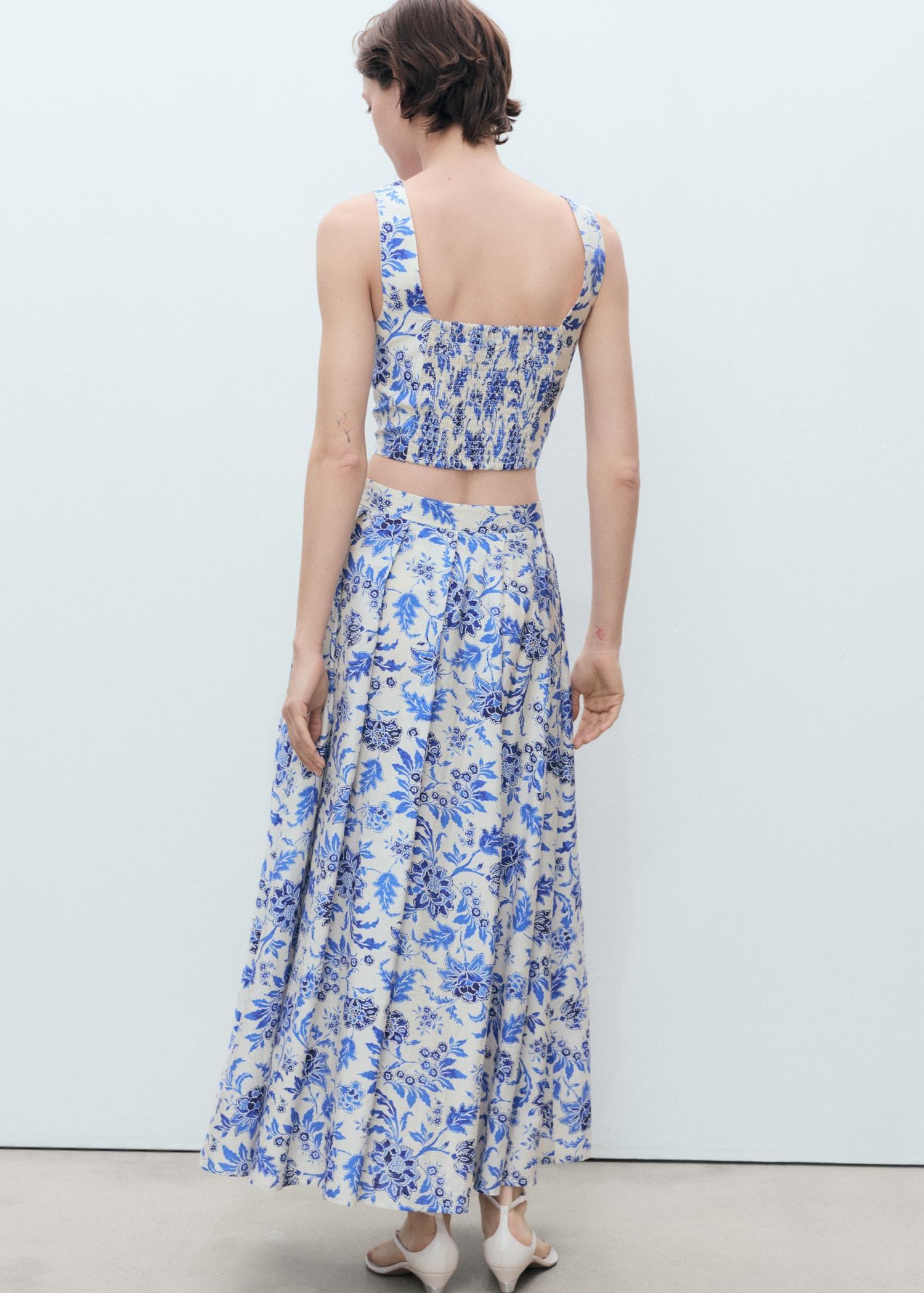 Long floral flared skirt - Women | MANGO USA Product Image