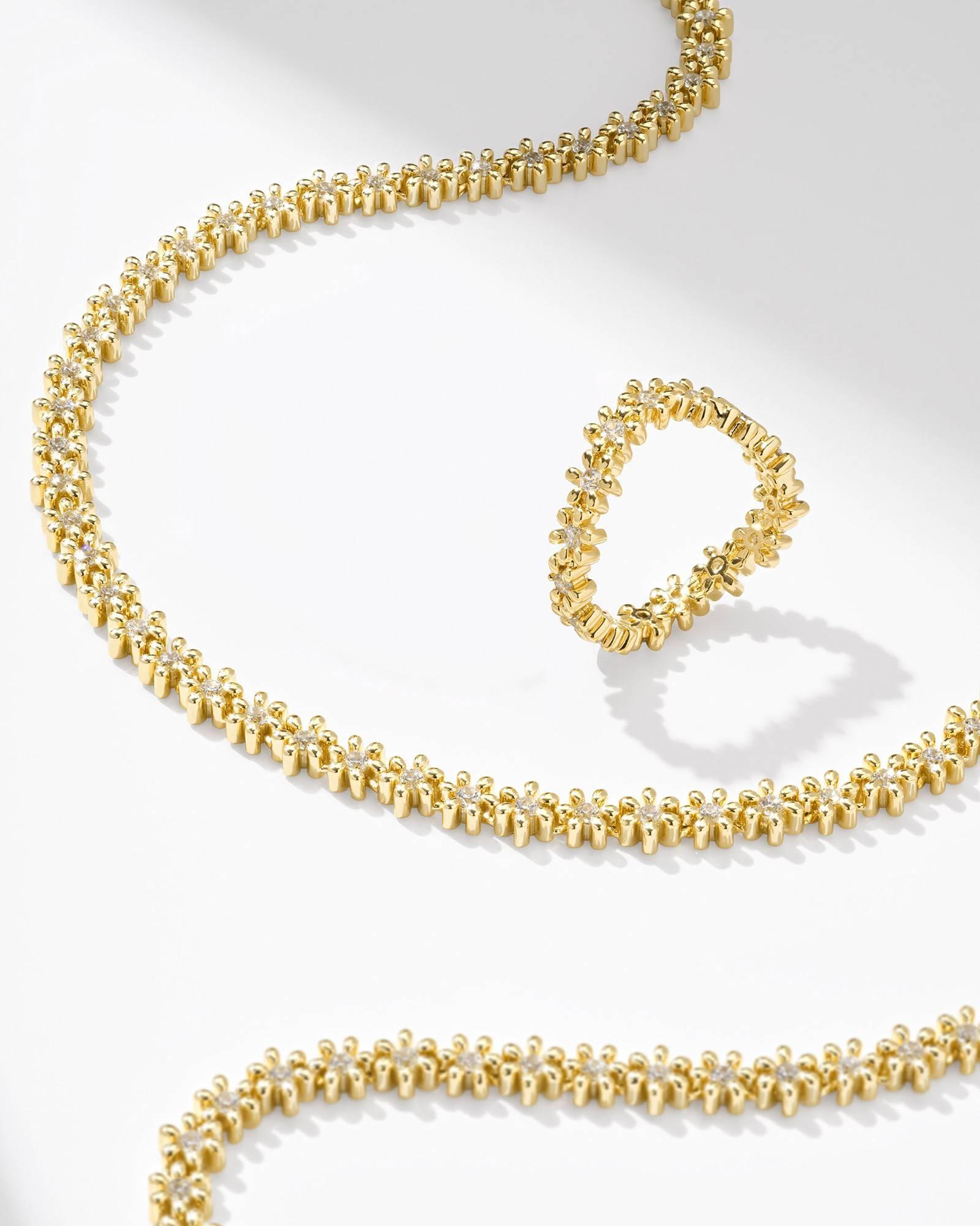 Nydia Gold Strand Necklace in White CZ Product Image