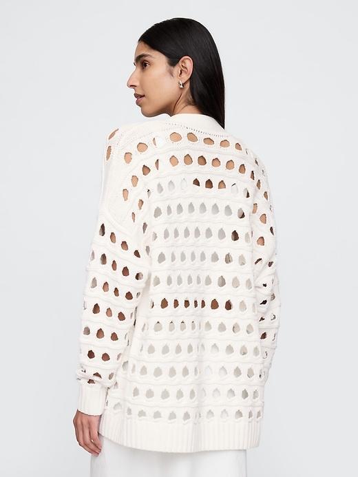 100% Cotton Oversized Pointelle Cardigan Product Image