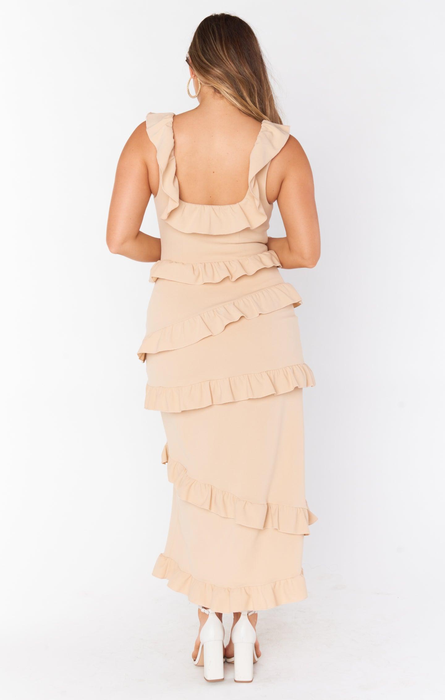 Greta Dress ~ Champagne Stretch Product Image
