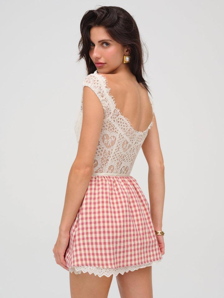 Georgia Gingham Micro Mini Skirt — Pink Product Image