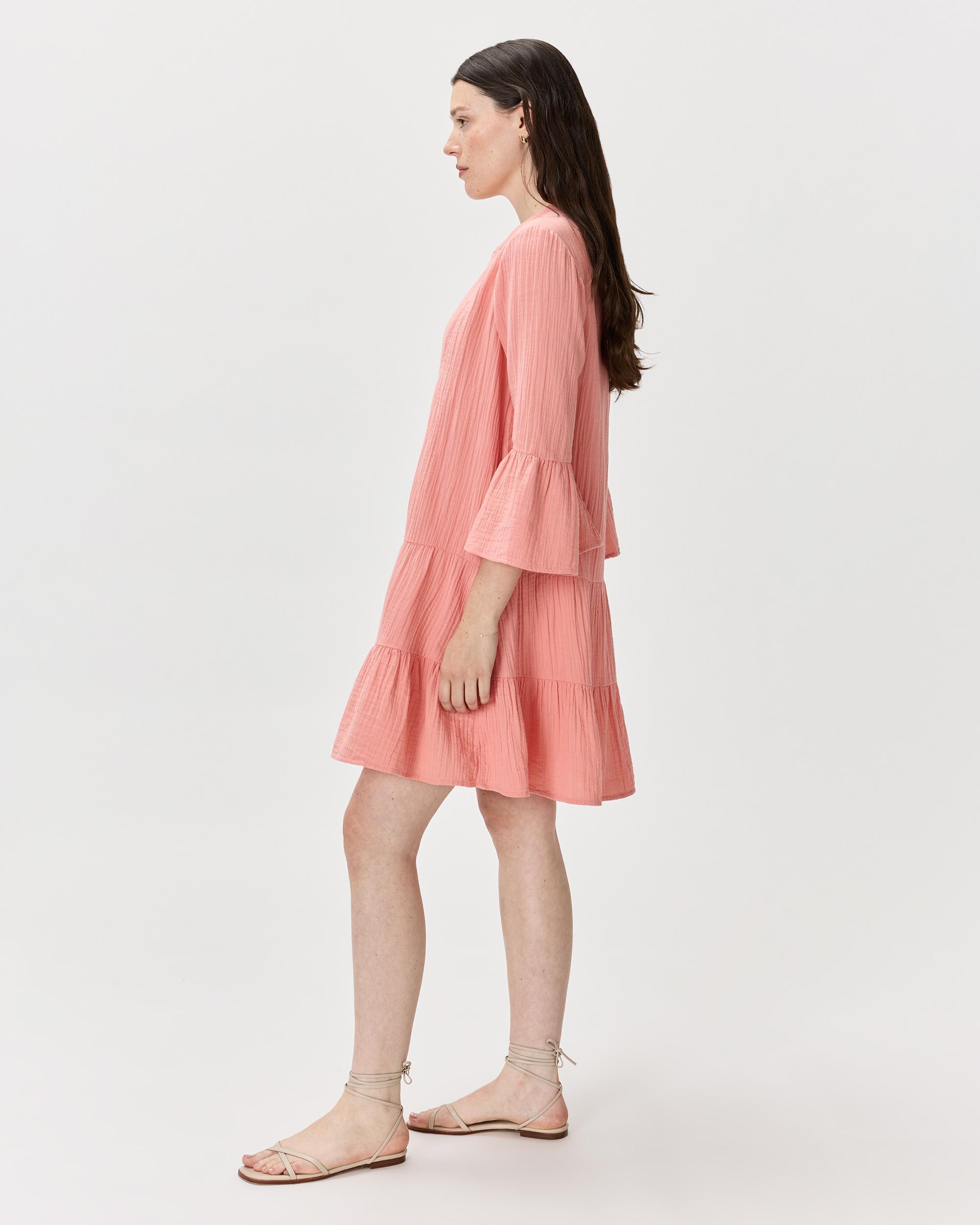Quince | Women's Gauze Long Sleeve Tiered Mini Dress Size XS, Organic Cotton Product Image