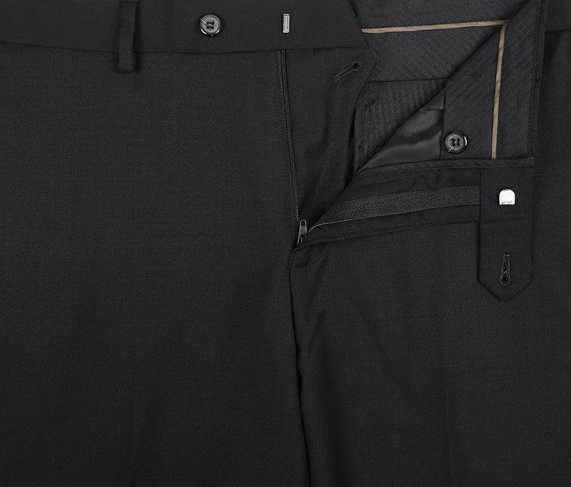 Bevagna Collection - Black 100% Virgin Wool Regular Fit Pick Stitched 2 Piece Suit Product Image