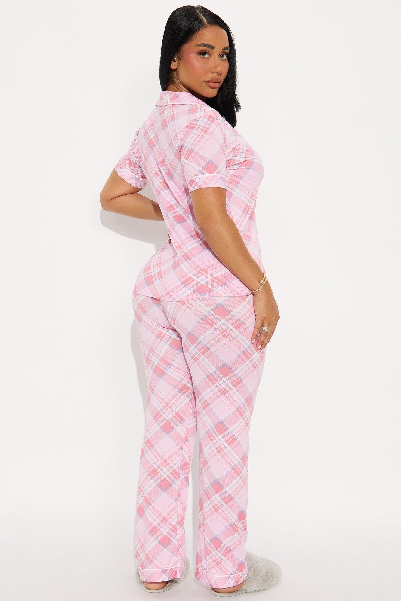Get In Bed Short Sleeve PJ Pant Set - Pink/combo Product Image