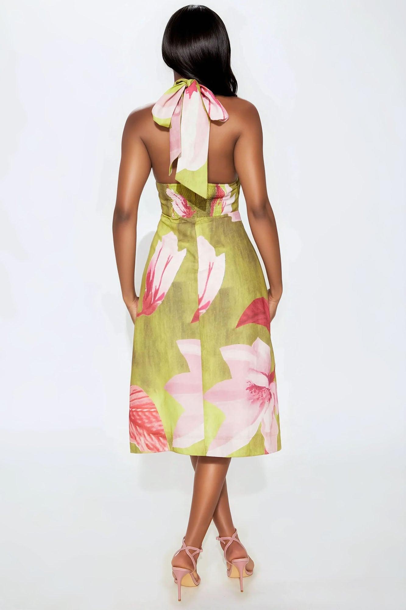 Blossom Within Linen Floral Midi Dress - Pink/combo Product Image