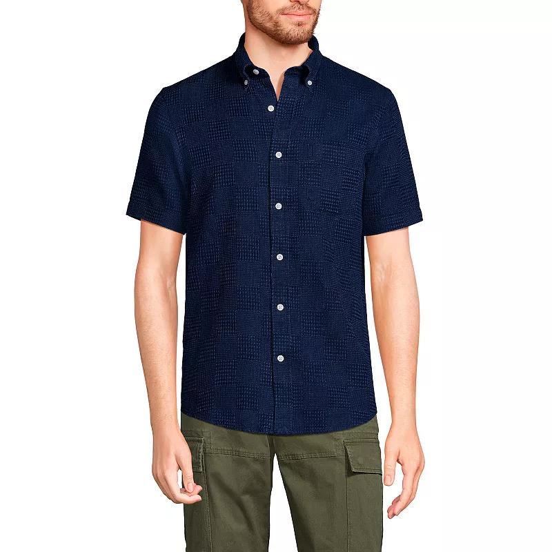 Men's Lands' End Traditional-Fit Chambray Button-Down Shirt, Size: XL, Dark Blue Product Image