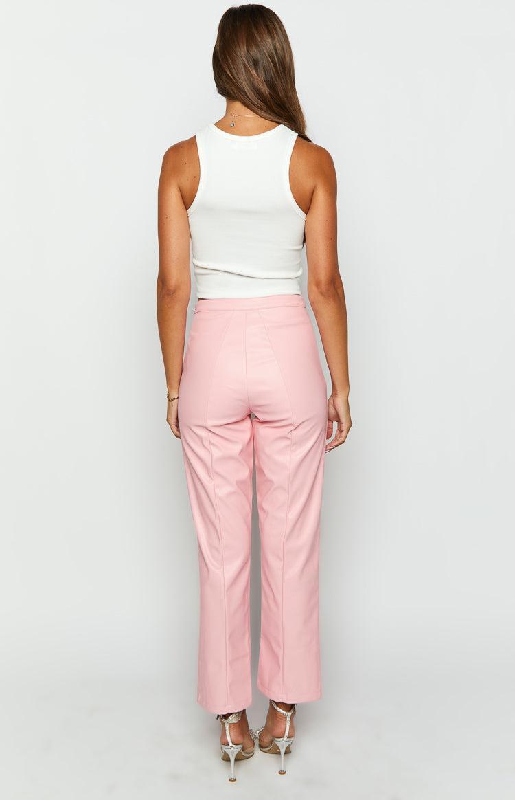Elevate Pink PU Leather Pants Product Image