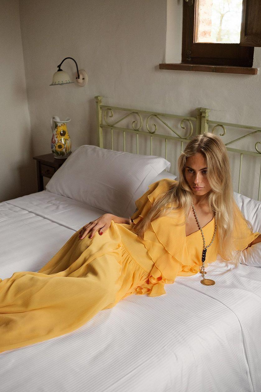 Chiffon Ruffles Detail Maxi Dress Product Image