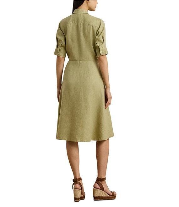 Lauren Ralph Lauren Point Collar Elbow Length Buttoned Cuff Sleeves Dress Product Image