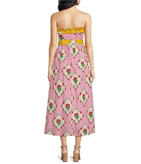 Sugarlips Maia Floral Beny Ruffle Strapless Belted Midi Dress Product Image