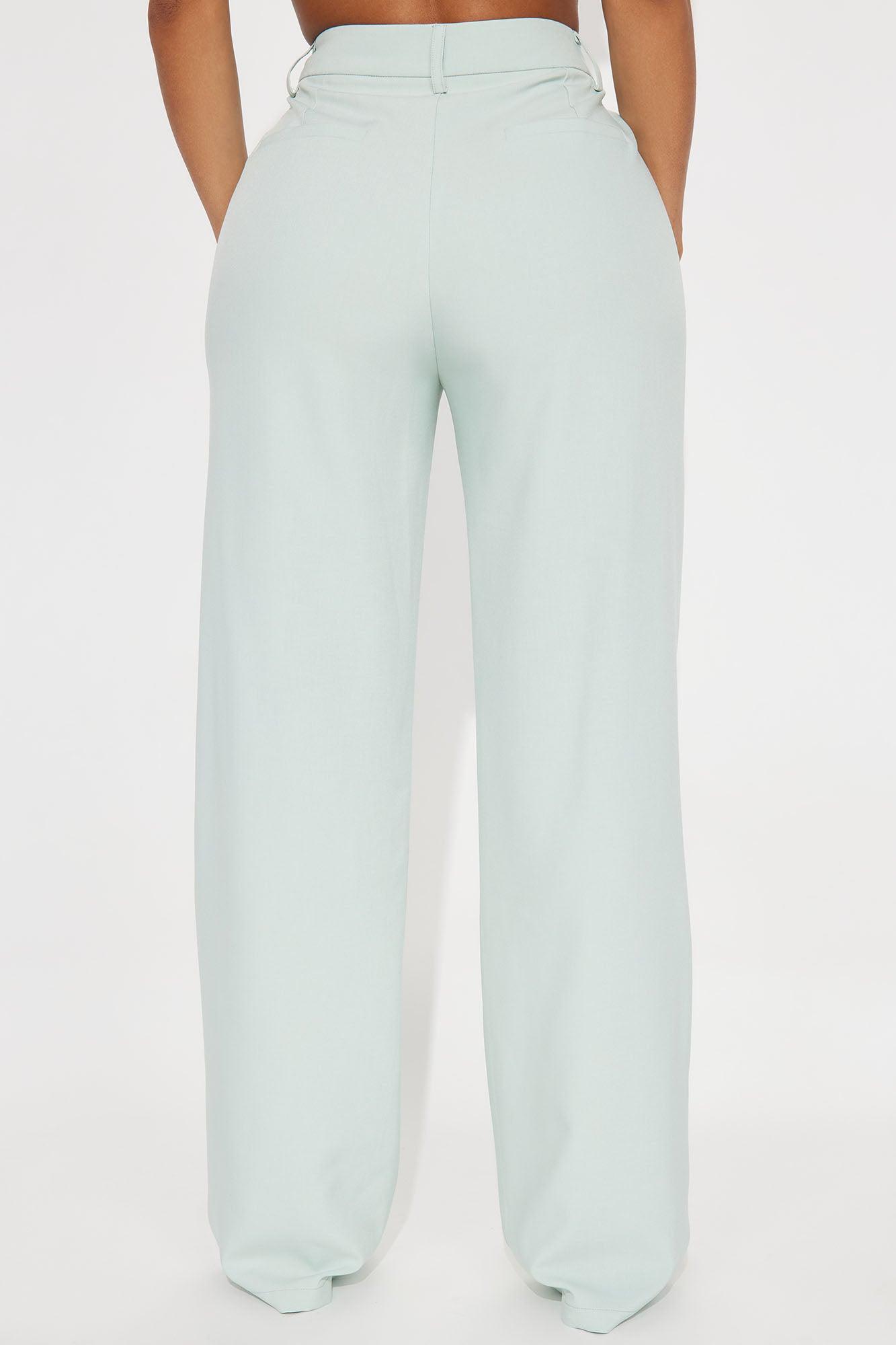 The Kourtney Wide Leg Trouser Pant - Mint Product Image