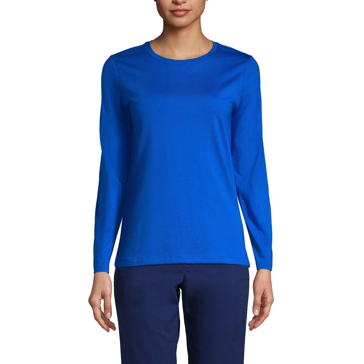 Petite Lands' End Relaxed-Fit Supima Long Sleeve Cotton Crewneck Tee, Women's, Size: XS Petite, Black Product Image