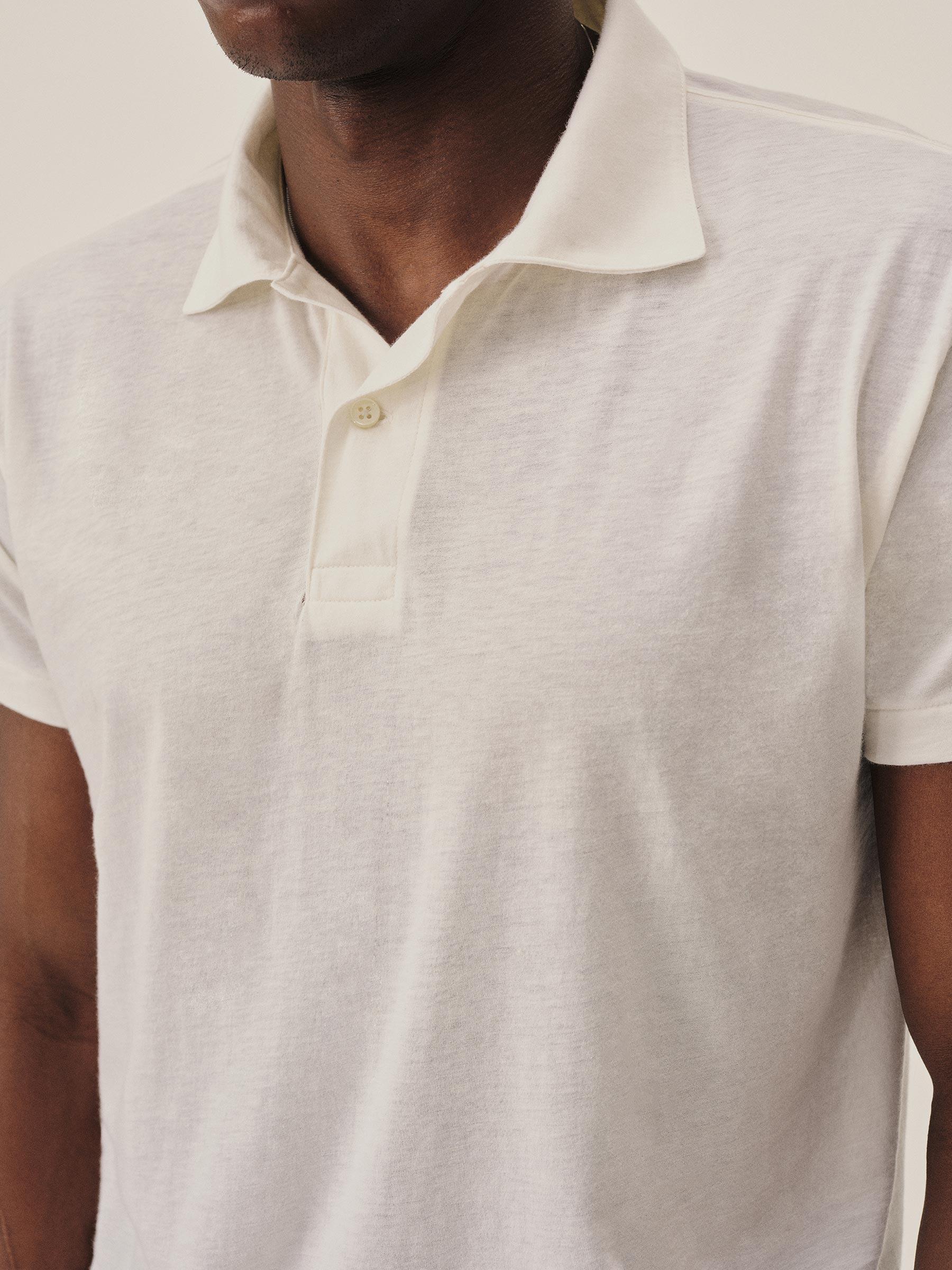 White Japanese Cool Cashmere Knit Polo Product Image