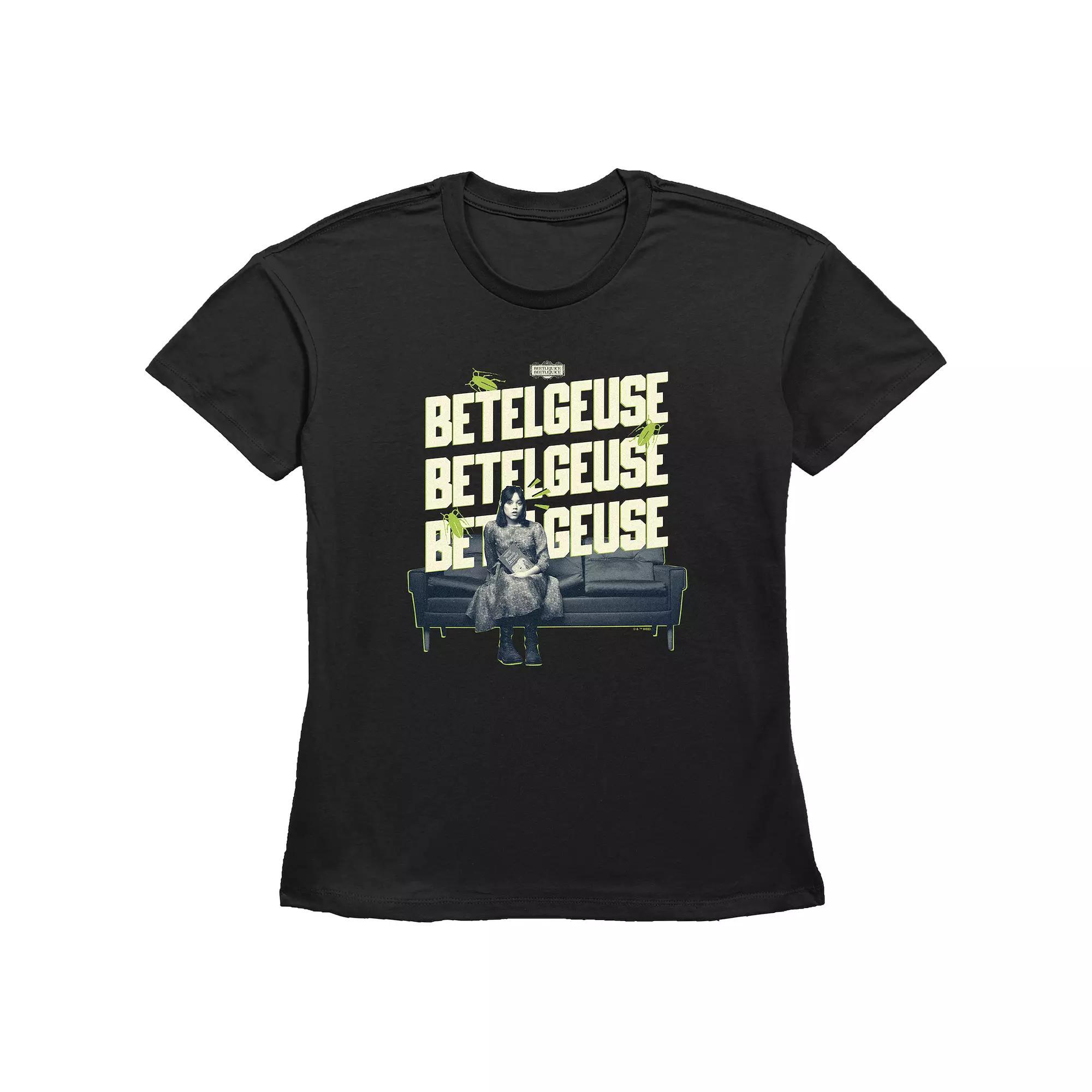 Women's Beetlejuice 2 Astrid On A Couch Graphic Tee, Size: Large, Black Product Image