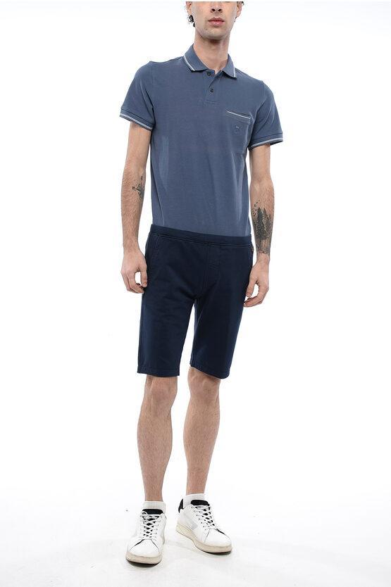 CORNELIANI Piquet Cotton Polo With Contrasting Detail In Blue Product Image