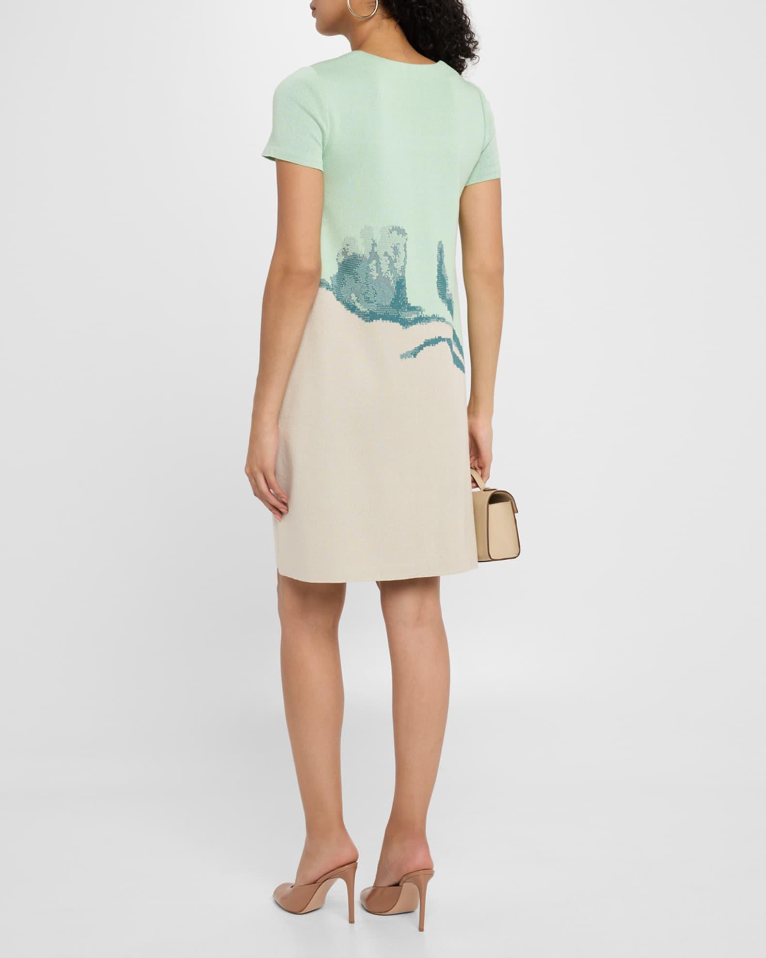 Floral Jacquard Knit  Knee-Length A-Line Dress Product Image