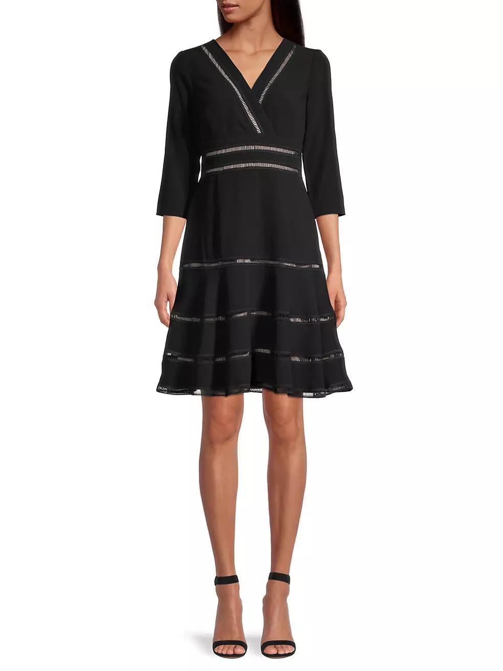 Lattice Trim Fit & Flare Midi-Dress Product Image
