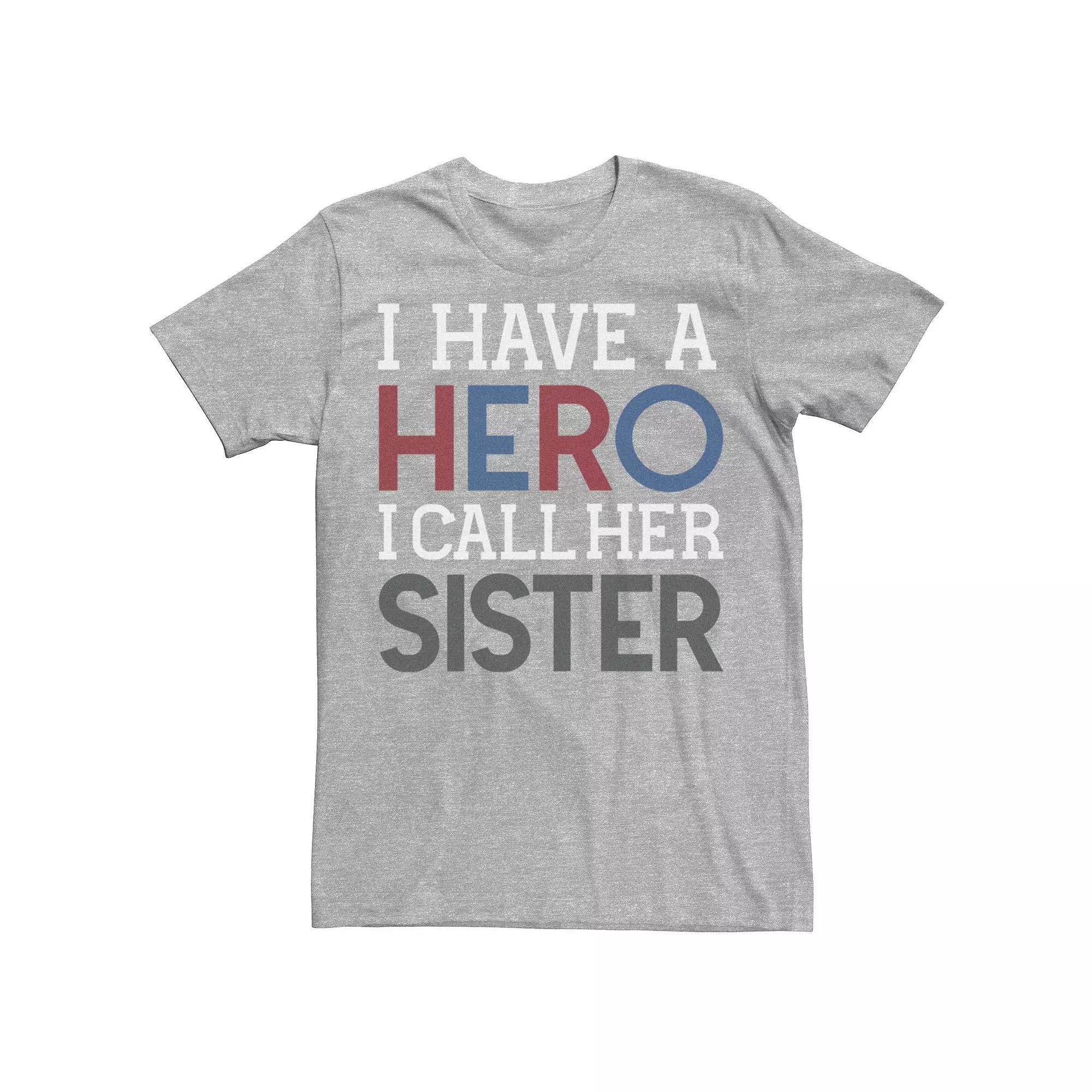 Men's Veterans Day "I Have A Hero I Call Her Sister" Tee, Size: XS, Athletic Grey Product Image